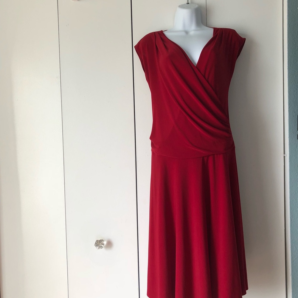 Red dress above knee length